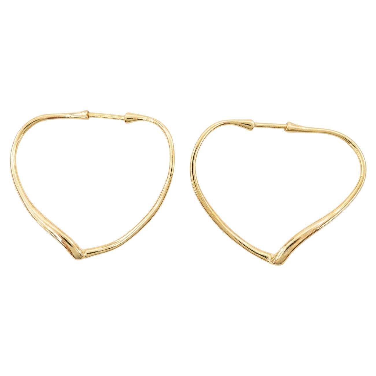 Tiffany 
Co. Elsa Peretti - Créoles moyennes à cœur ouvert en or jaune 18 carats en vente