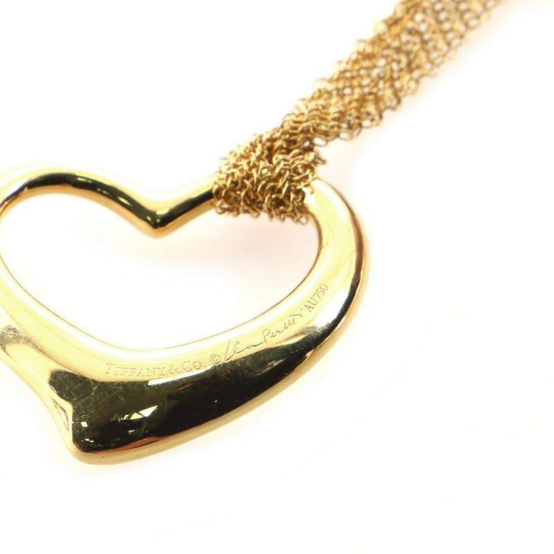 Tiffany & Co. Elsa Peretti Open Heart Mesh Pendant Necklace 18k Yellow Gold In Good Condition In New York, NY