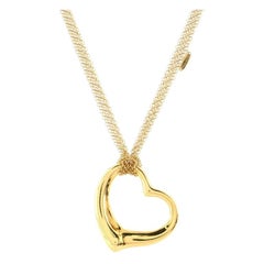 Tiffany & Co. Elsa Peretti Open Heart Mesh Pendant Necklace 18k Yellow Gold