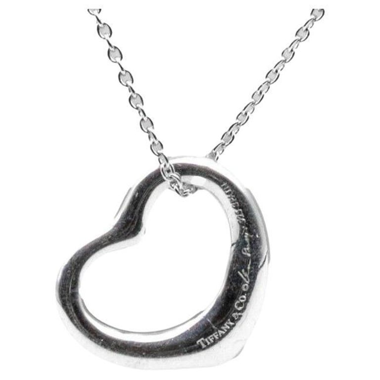 Tiffany & Co Elsa Peretti Sterling Silver Open Heart Pendant Necklace