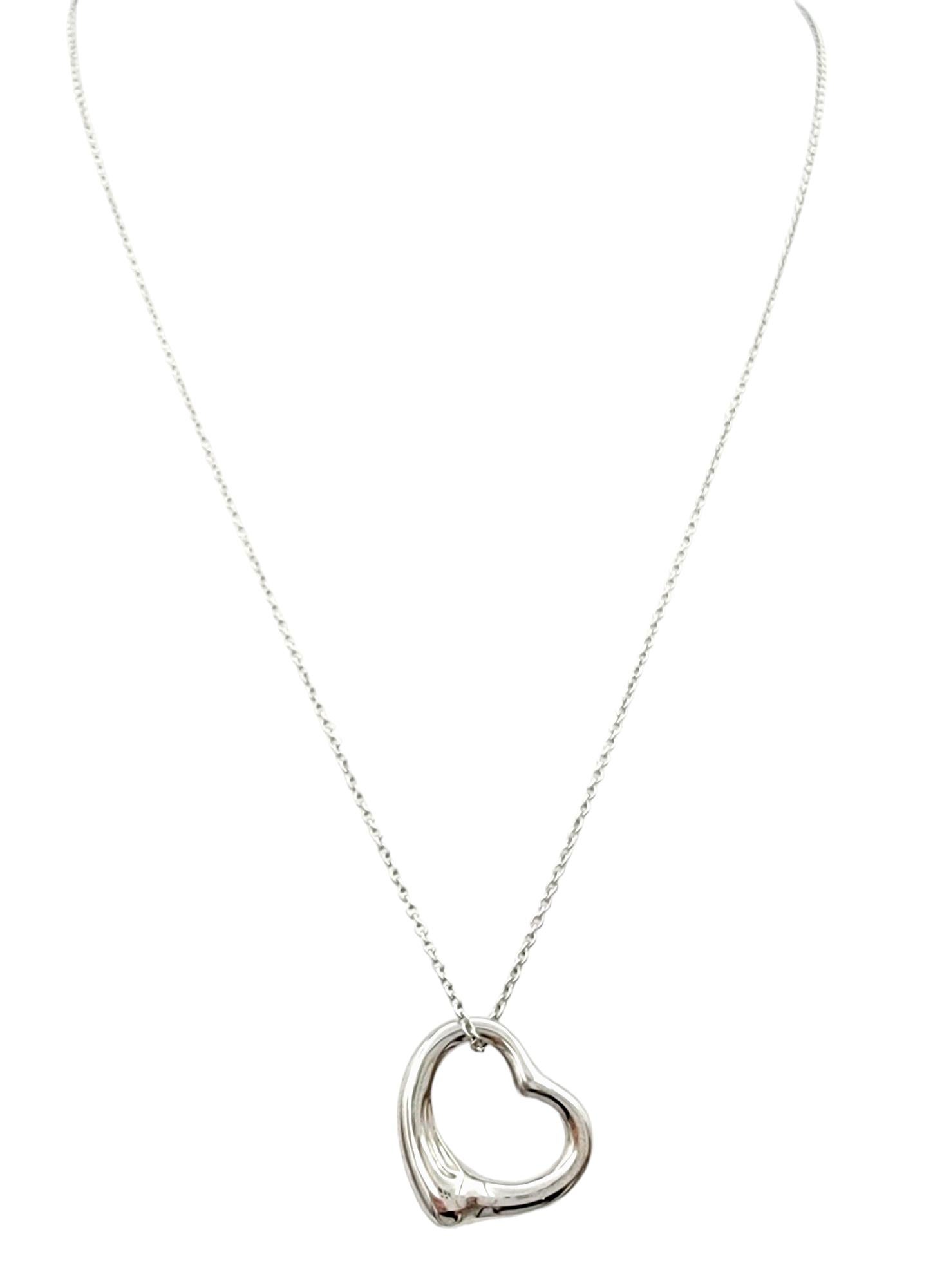 Tiffany & Co. Elsa Peretti Open Heart Pendant Chain Necklace Set in Platinum In Good Condition For Sale In Scottsdale, AZ