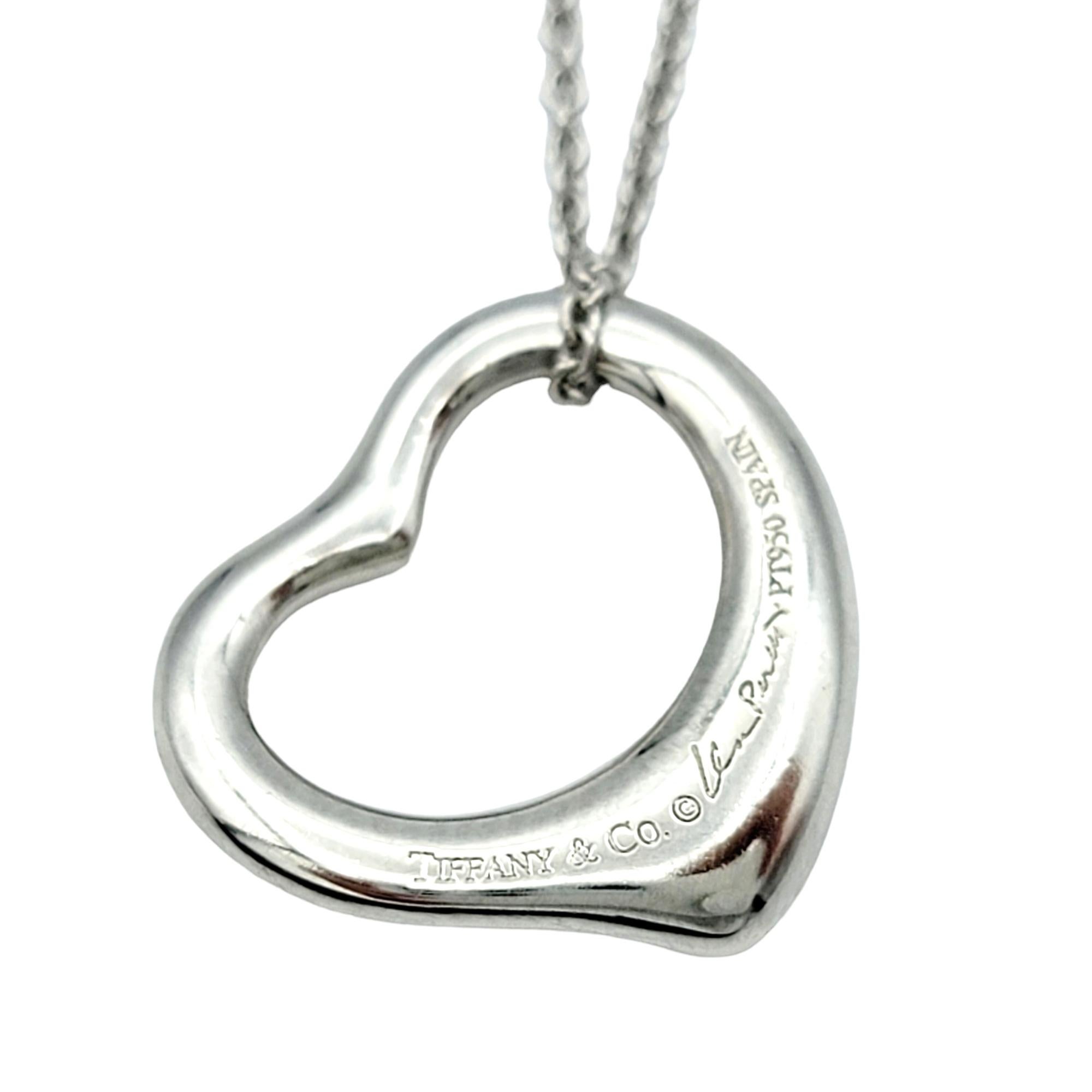 Women's Tiffany & Co. Elsa Peretti Open Heart Pendant Chain Necklace Set in Platinum For Sale