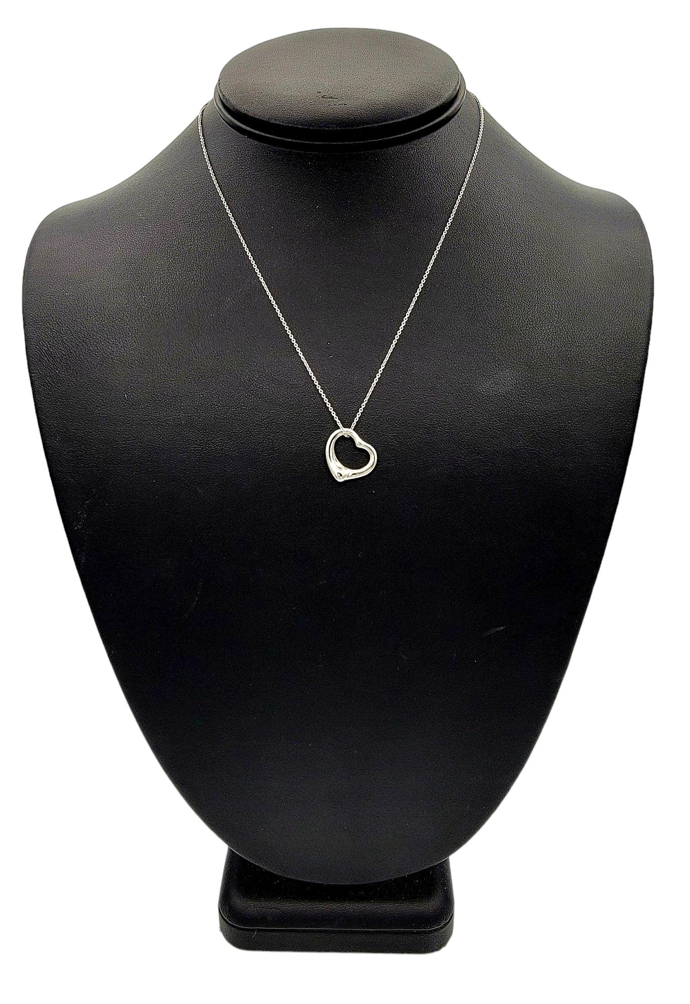 Tiffany & Co. Elsa Peretti Open Heart Pendant Chain Necklace Set in Platinum For Sale 3