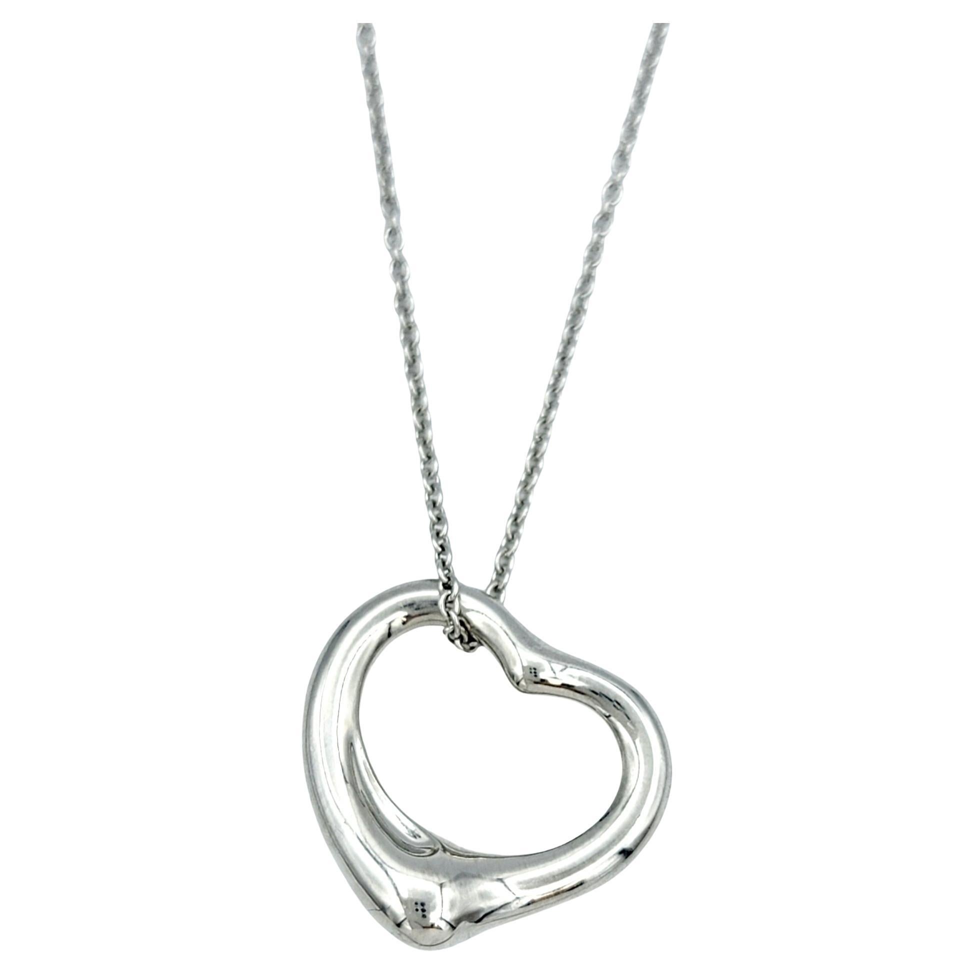 Tiffany & Co. Elsa Peretti Open Heart Pendant Chain Necklace Set in Platinum