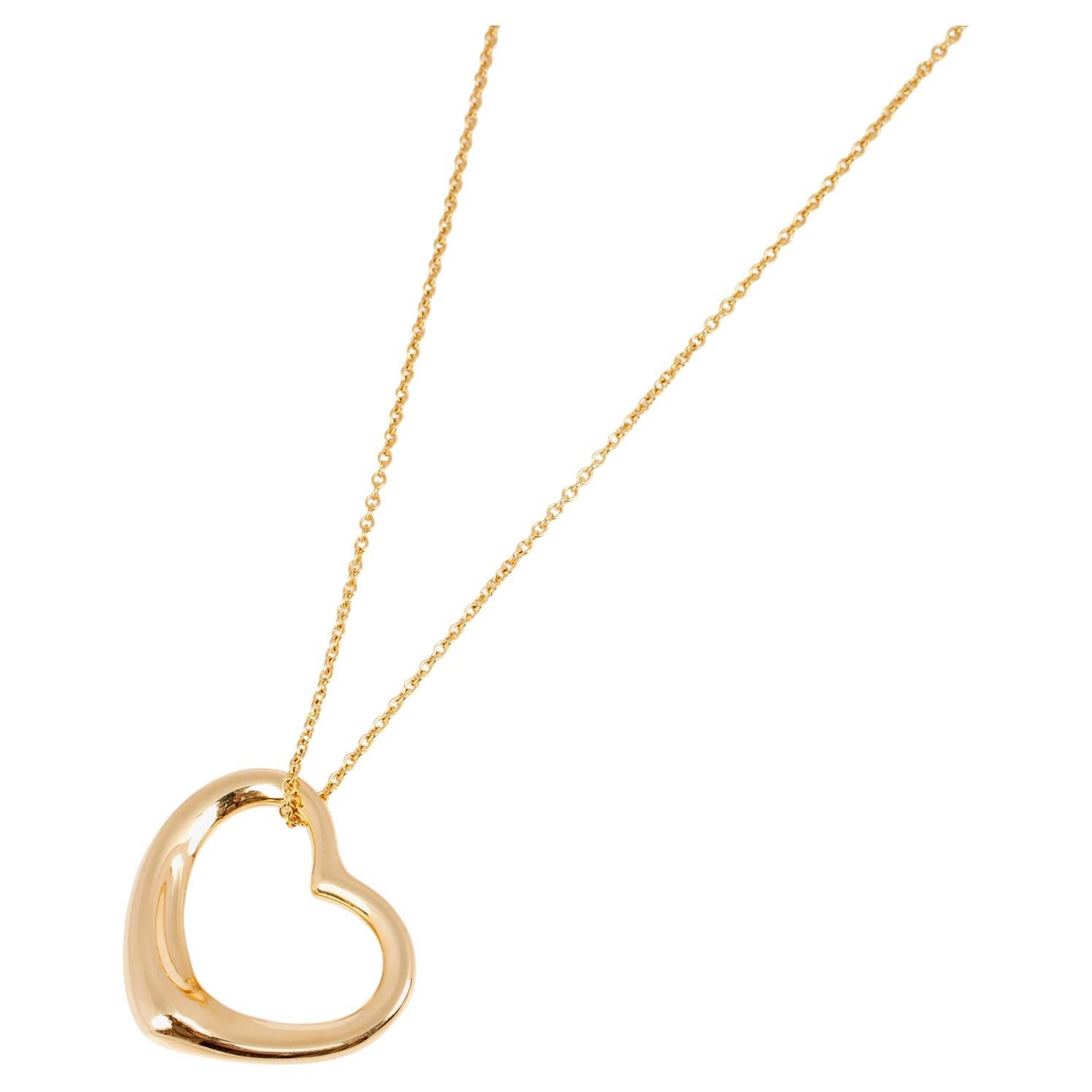 Tiffany and Co. Elsa Peretti Open Heart Platinum Pendant with Diamond