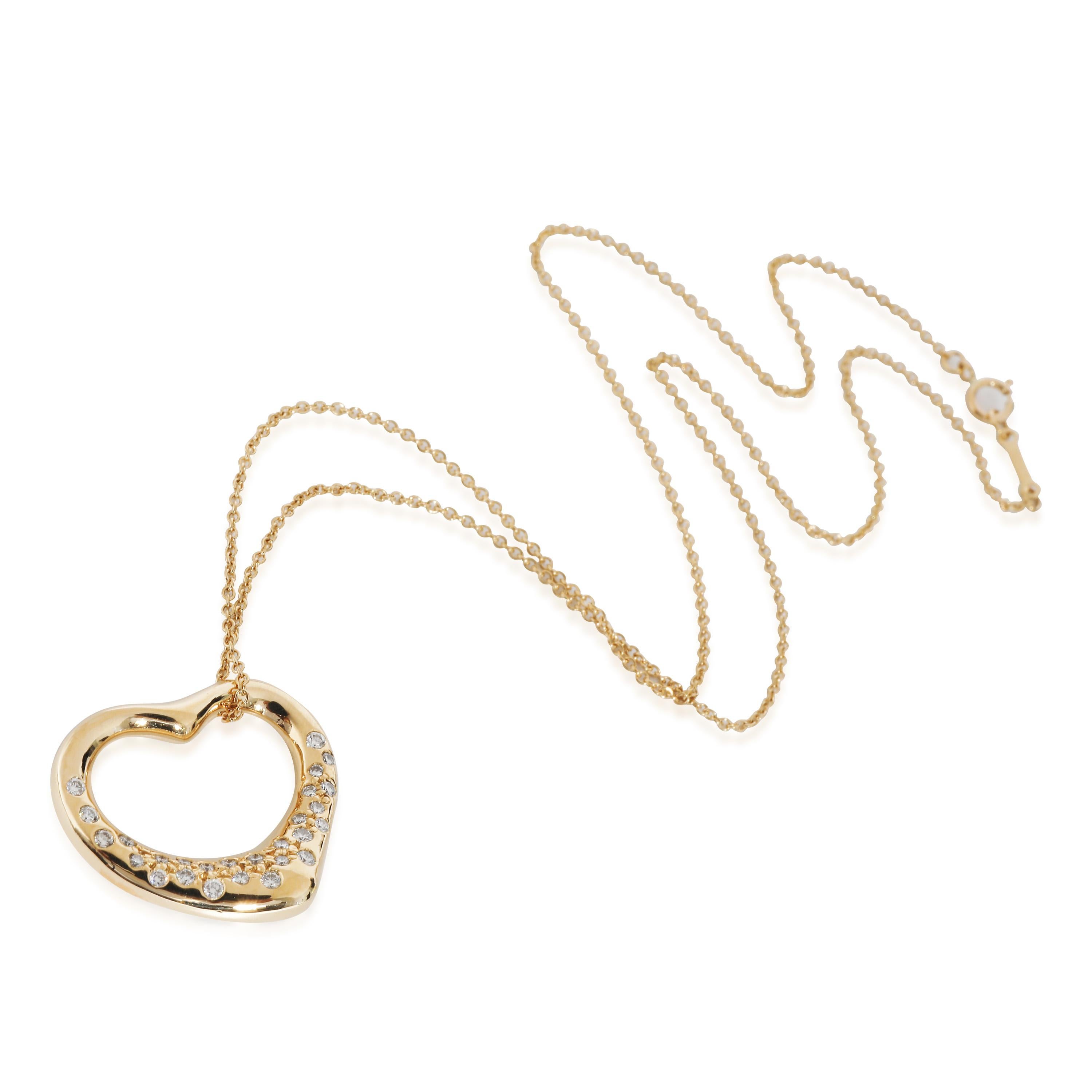 Tiffany & Co. Elsa Peretti Open Heart Pendant in 18k Yellow Gold 0.8 CTW In Excellent Condition For Sale In New York, NY