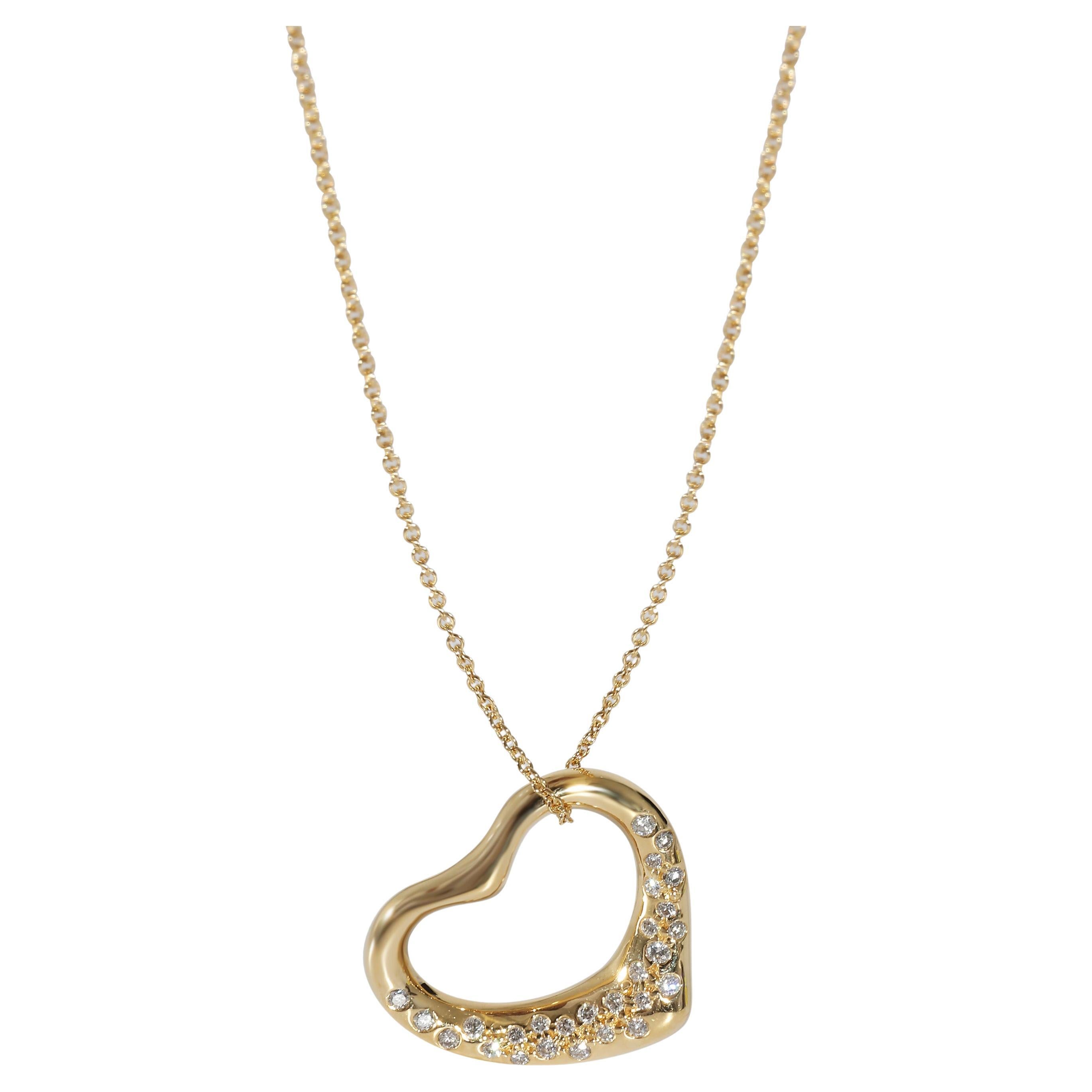 Tiffany & Co. Elsa Peretti Open Heart Pendant in 18k Yellow Gold 0.8 CTW For Sale