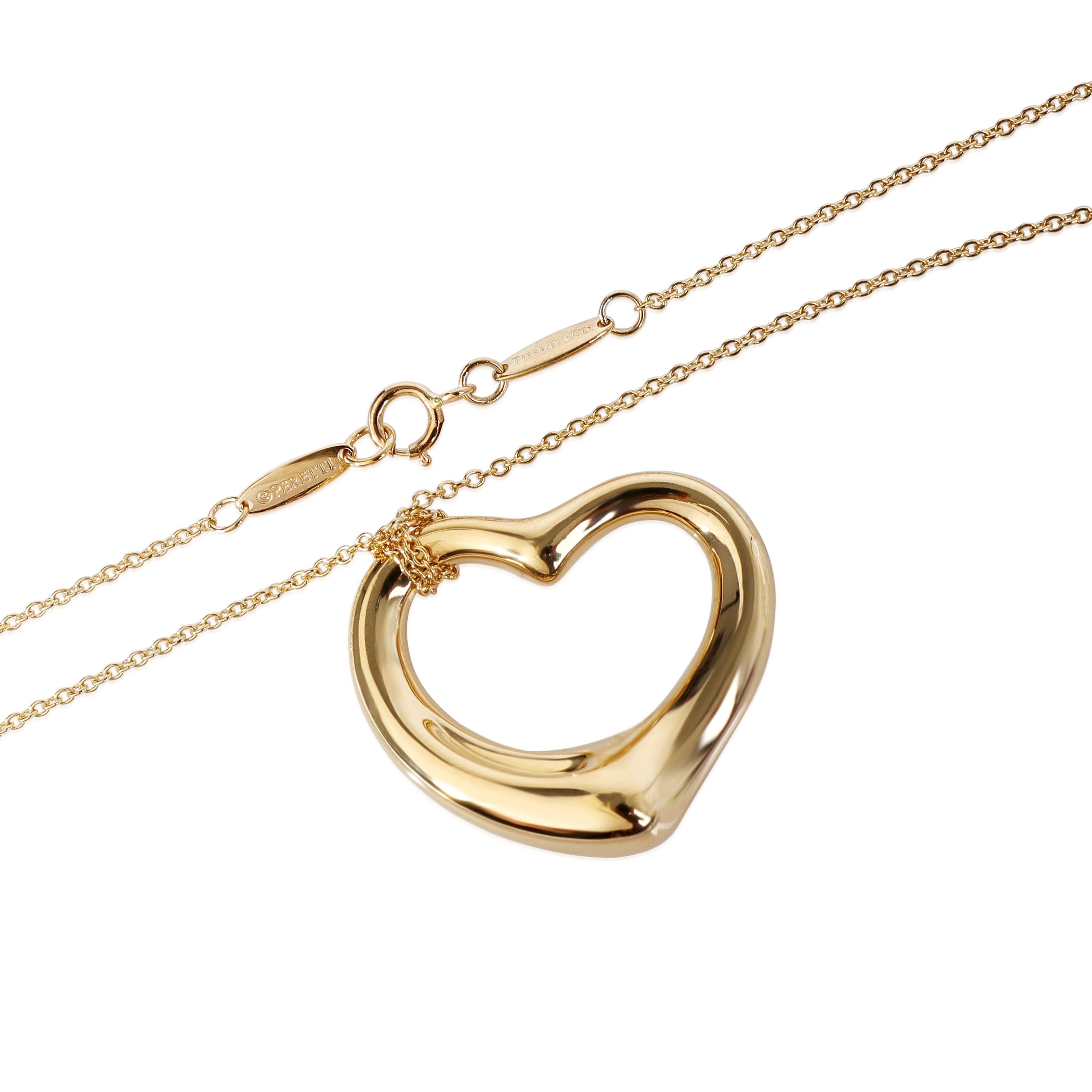 Tiffany & Co. Elsa Peretti Open Heart Pendant in 18k Yellow Gold In Excellent Condition In New York, NY