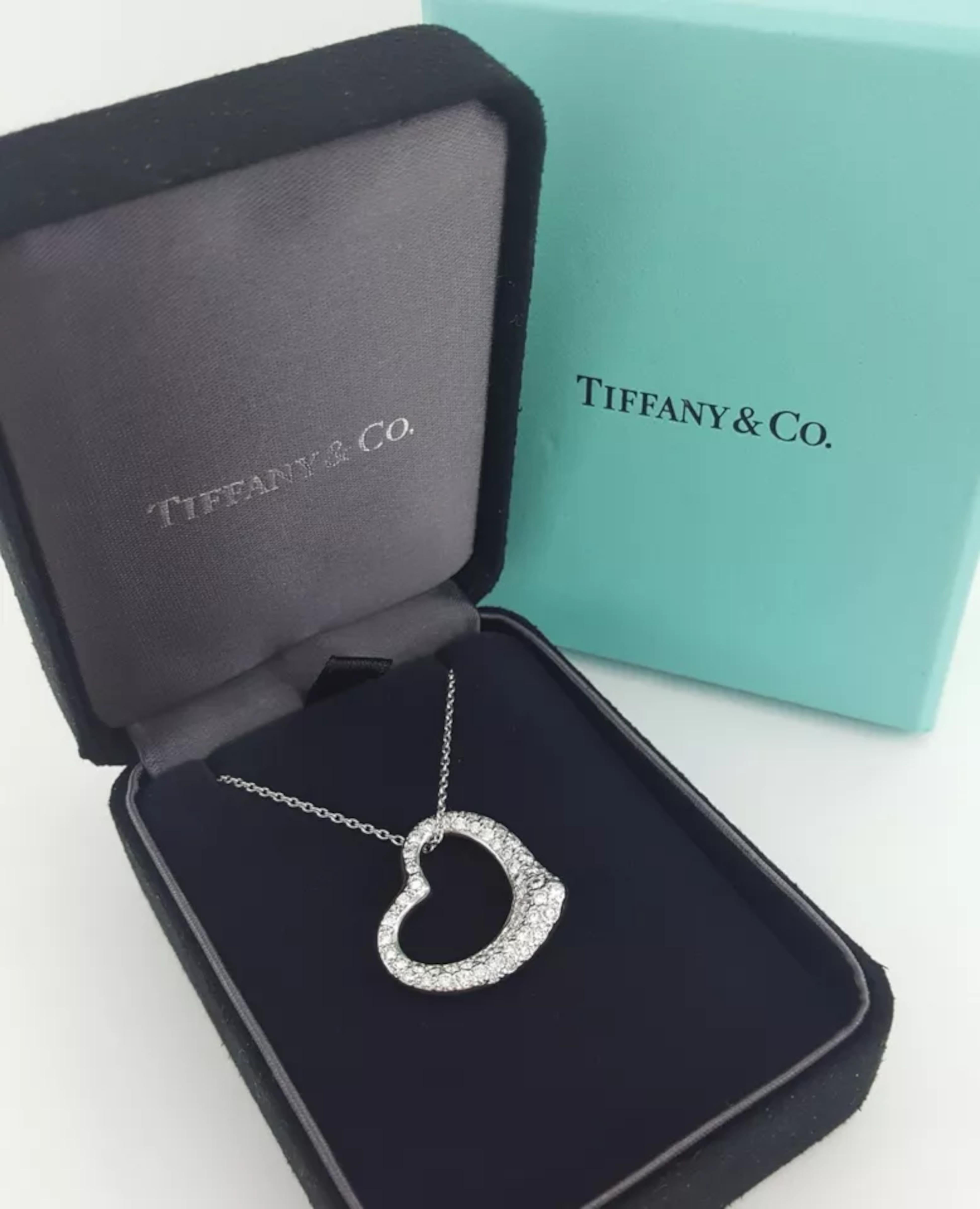 Tiffany & Co. Ciondolo a cuore aperto di Elsa Peretti in platino In condizioni ottime in vendita a Chicago, IL