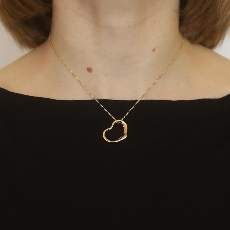 Tiffany & Co. Elsa Peretti Open Heart Pendant Necklace 15 1/4