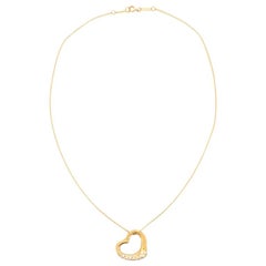 Tiffany & Co. Elsa Peretti Open Heart Pendant Necklace 18 Karat Yellow Gold