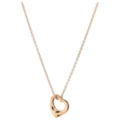 Tiffany & Co. Elsa Peretti Open Heart Pendant Necklace 18k Rose Gold