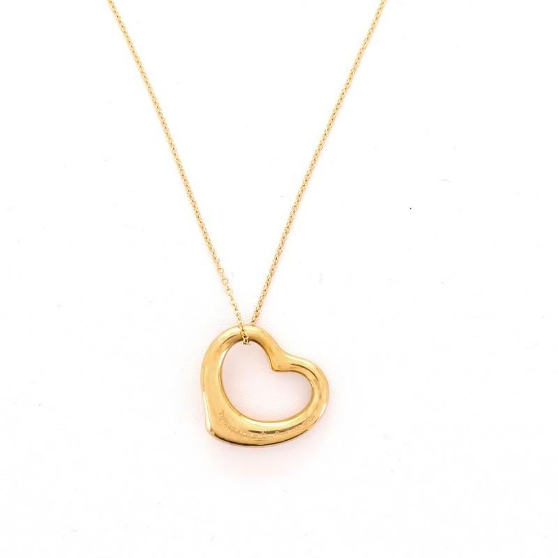 Tiffany & Co. Elsa Peretti Open Heart Pendant Necklace 18 Karat Yellow Gold 1