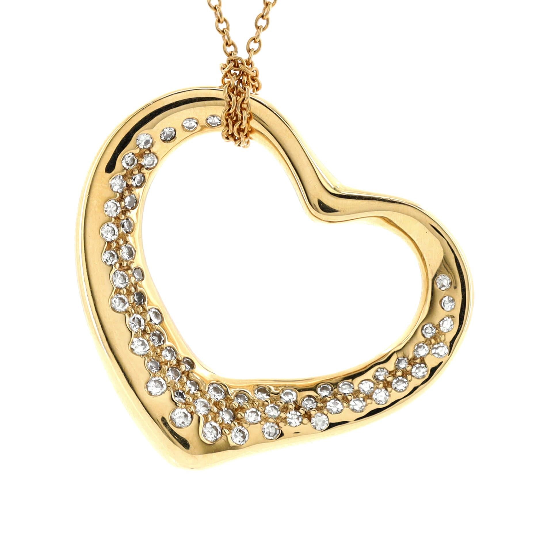 Tiffany & Co. Elsa Peretti Open Heart Pendant Necklace 18K Yellow Gold In Good Condition In New York, NY