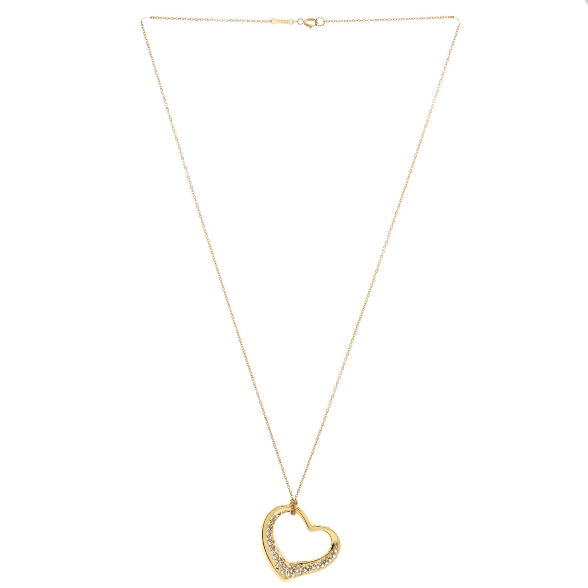 Women's Tiffany & Co. Elsa Peretti Open Heart Pendant Necklace 18K Yellow Gold