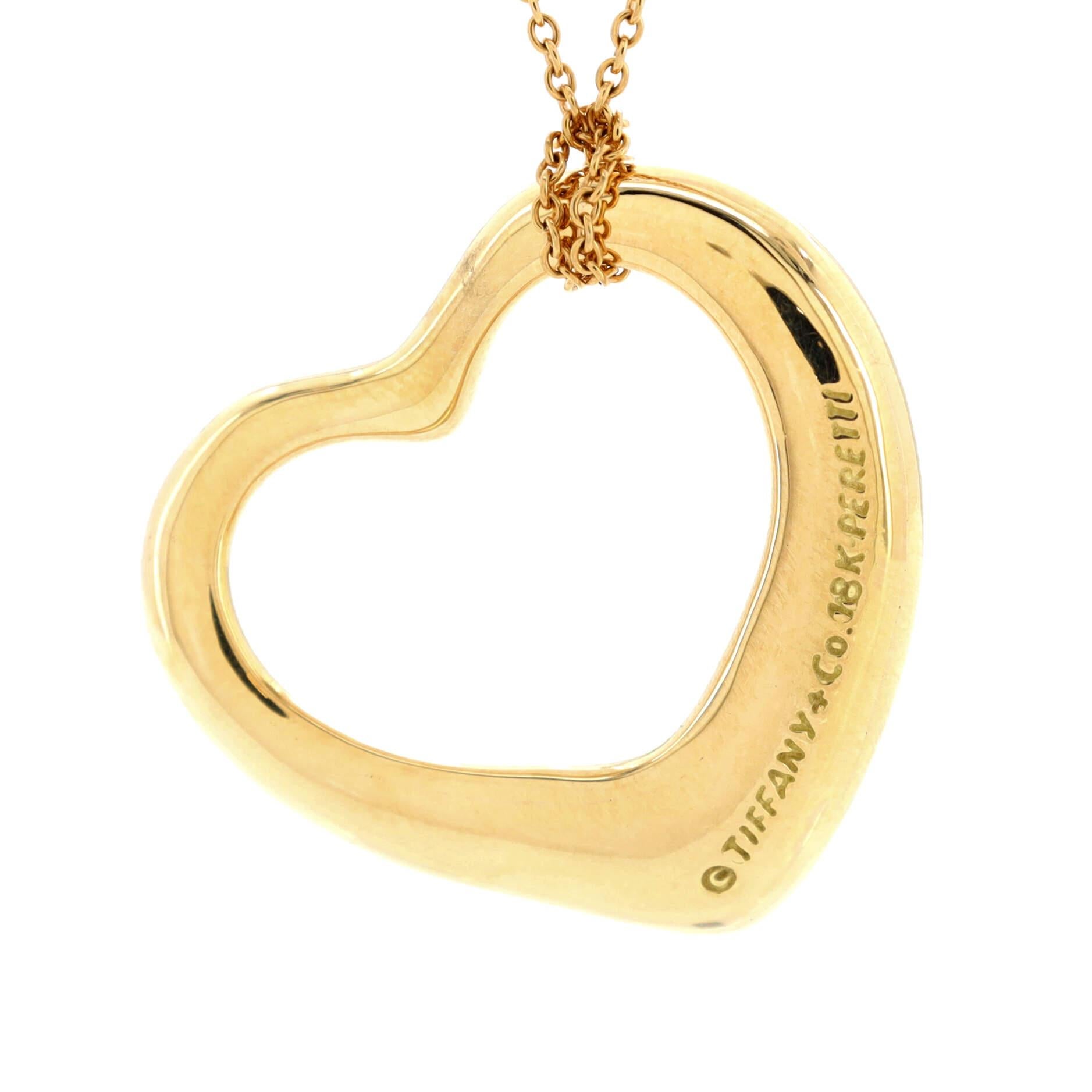 Tiffany & Co. Elsa Peretti Open Heart Pendant Necklace 18K Yellow Gold 1