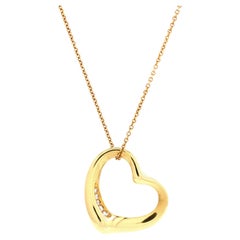 Tiffany & Co. Elsa Peretti Open Heart Pendant Necklace 18k Yellow Gold