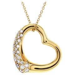 Tiffany & Co. Elsa Peretti Open Heart Pendant Necklace 18K Yellow Gold