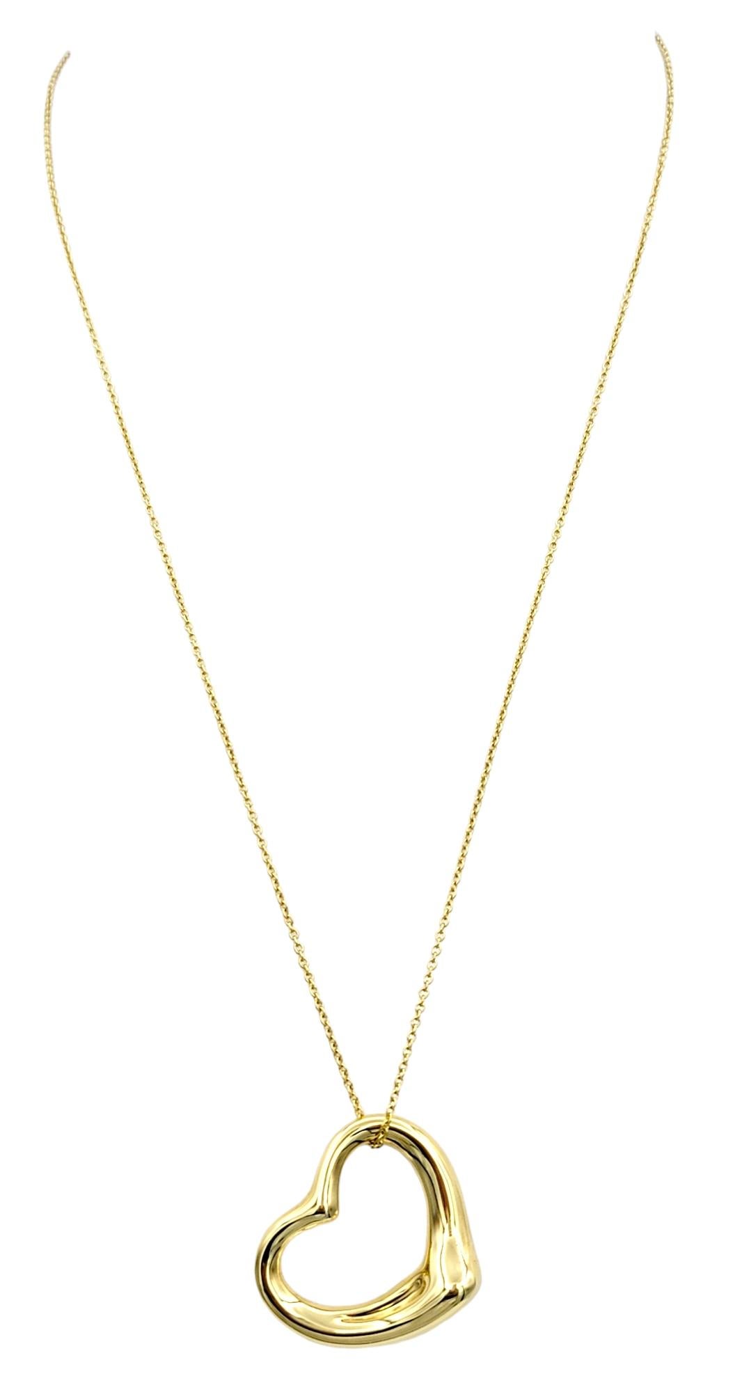 Contemporary Tiffany & Co. Elsa Peretti Open Heart Pendant Necklace in 18 Karat Yellow Gold For Sale