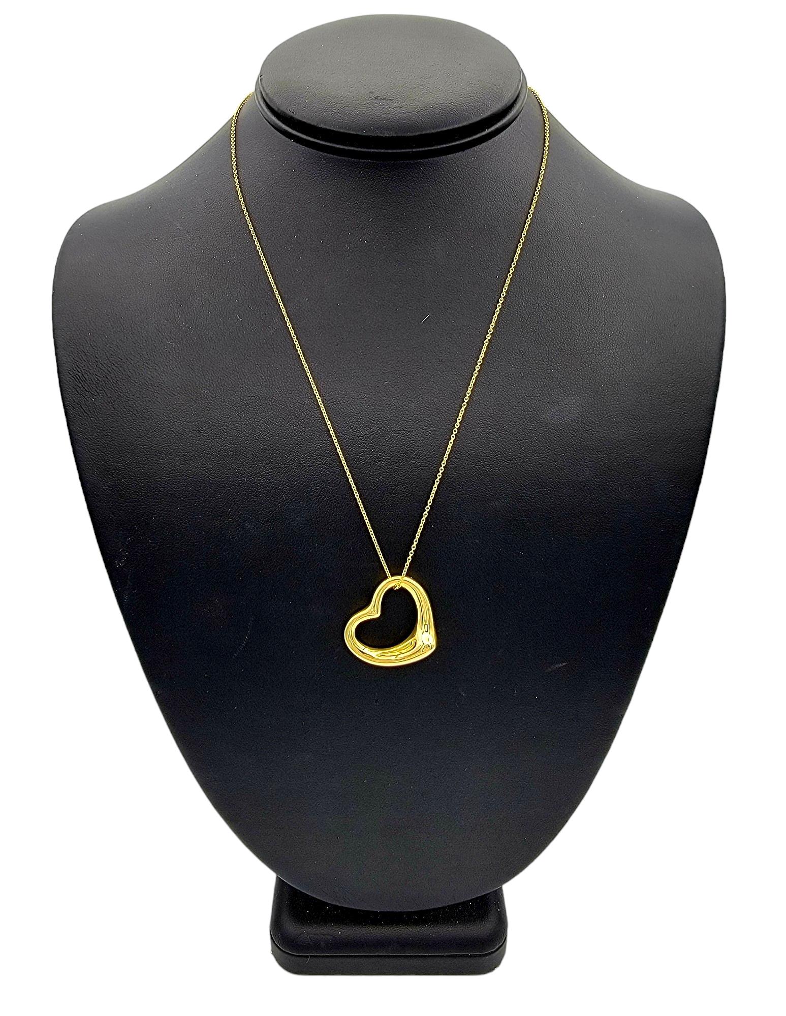 Tiffany & Co. Elsa Peretti Open Heart Pendant Necklace in 18 Karat Yellow Gold For Sale 2