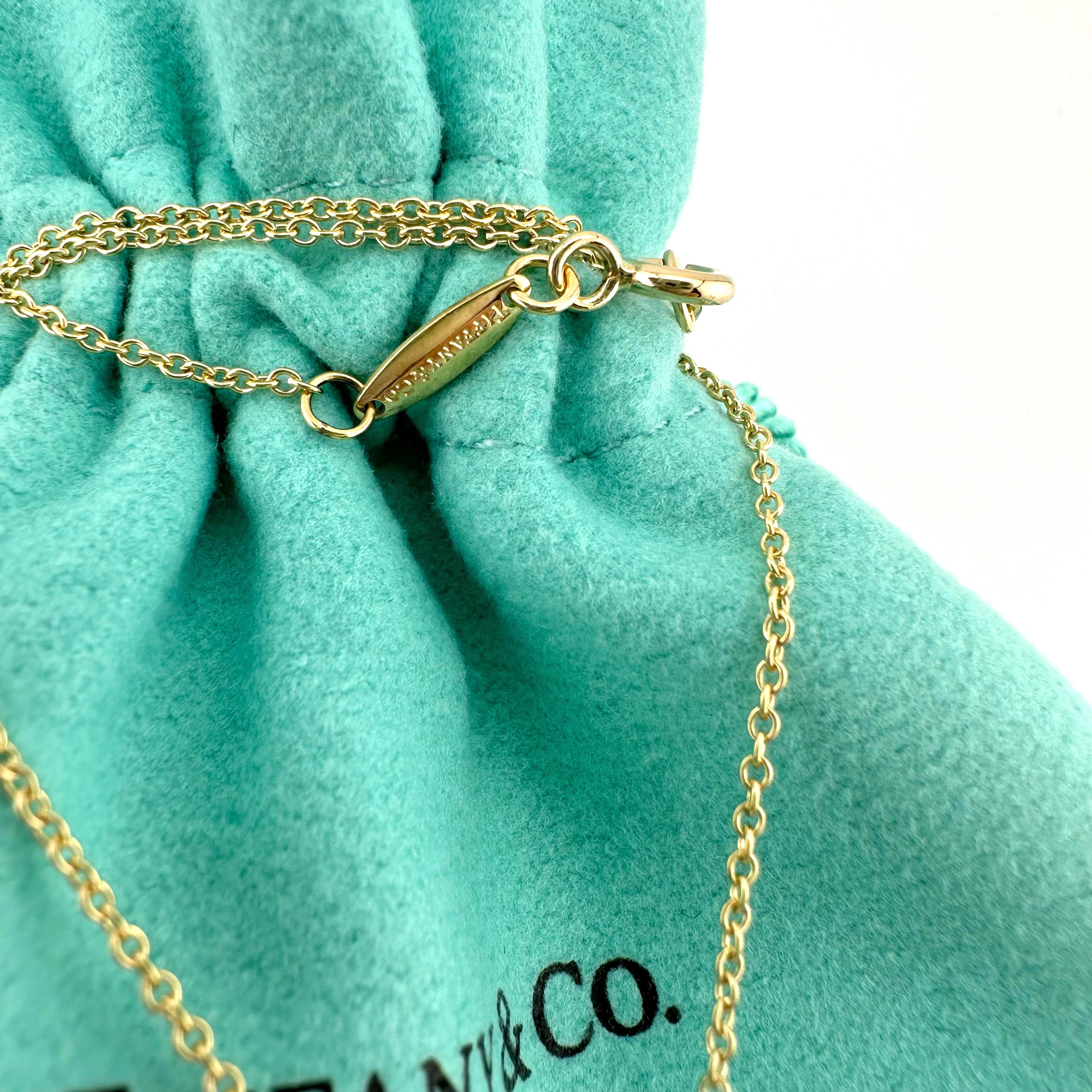 Tiffany & Co Elsa Peretti Open Heart Pendant Necklace in 18k Yellow Gold 16' In For Sale 7