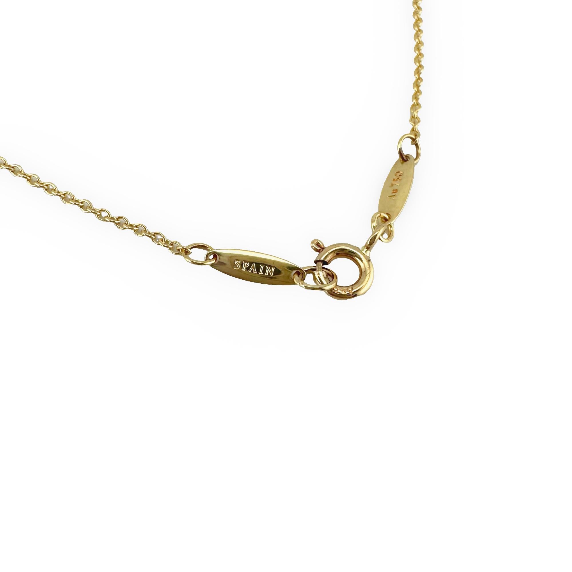 Tiffany & Co Elsa Peretti Open Heart Pendant Necklace in 18k Yellow Gold 16' In For Sale 2