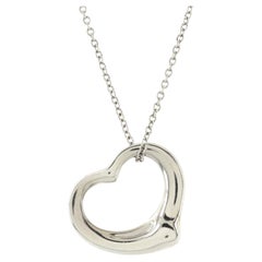 Tiffany & Co. Elsa Peretti Open Heart Pendant Necklace Platinum