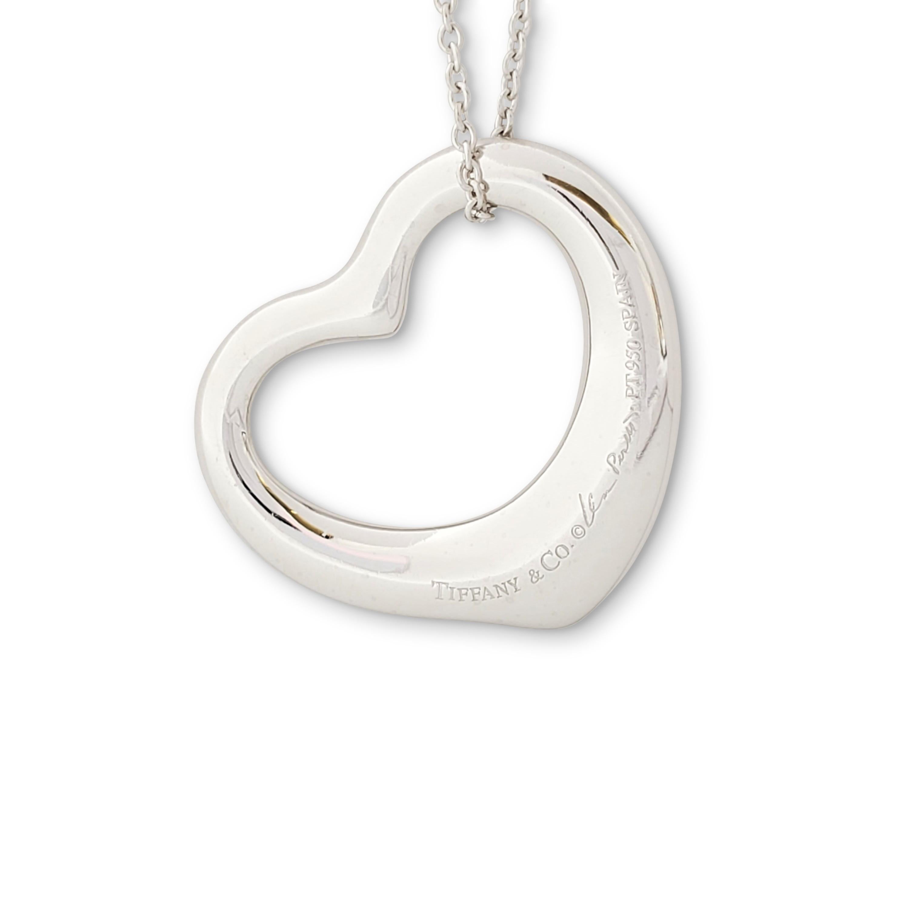 Women's Tiffany & Co. Elsa Peretti Open Heart Platinum Diamond Pendant Necklace