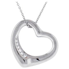 Retro Tiffany & Co. Elsa Peretti Open Heart Platinum Pendant Necklace