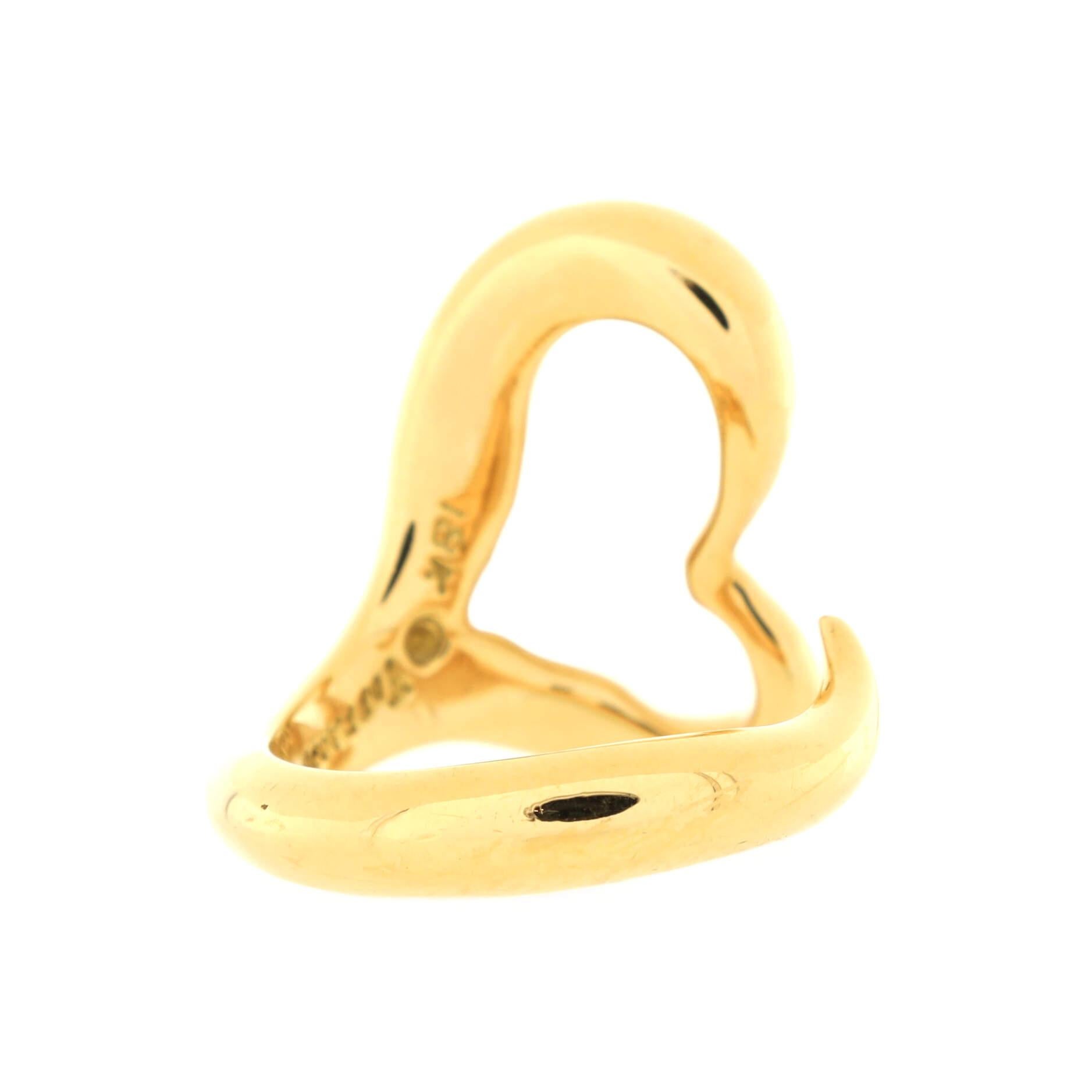 Tiffany & Co. Elsa Peretti Open Heart Ring 18K Yellow Gold Large In Good Condition In New York, NY