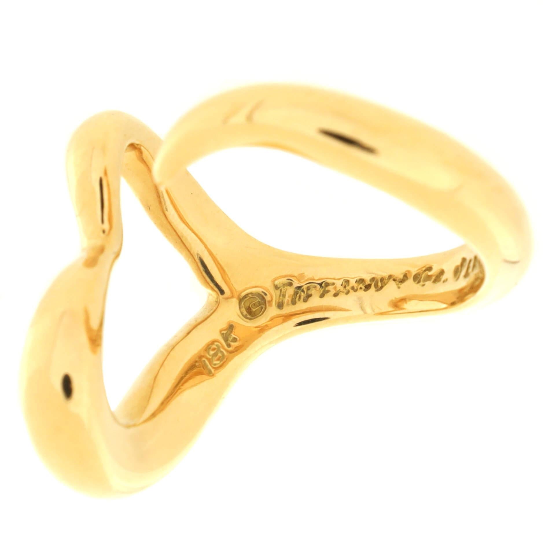 Women's or Men's Tiffany & Co. Elsa Peretti Open Heart Ring 18K Yellow Gold Large