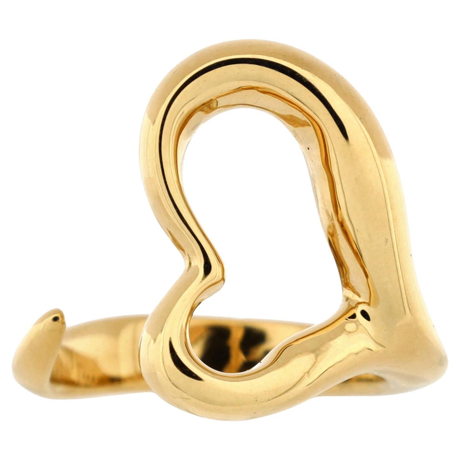 Hedar Rind Tiffany and Co. Elsa Peretti Open Heart Ring 18K Yellow Gold Small For ...
