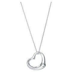 Tiffany & Co. Elsa Peretti Open Heart Small 950 Platinum Pendant Necklace