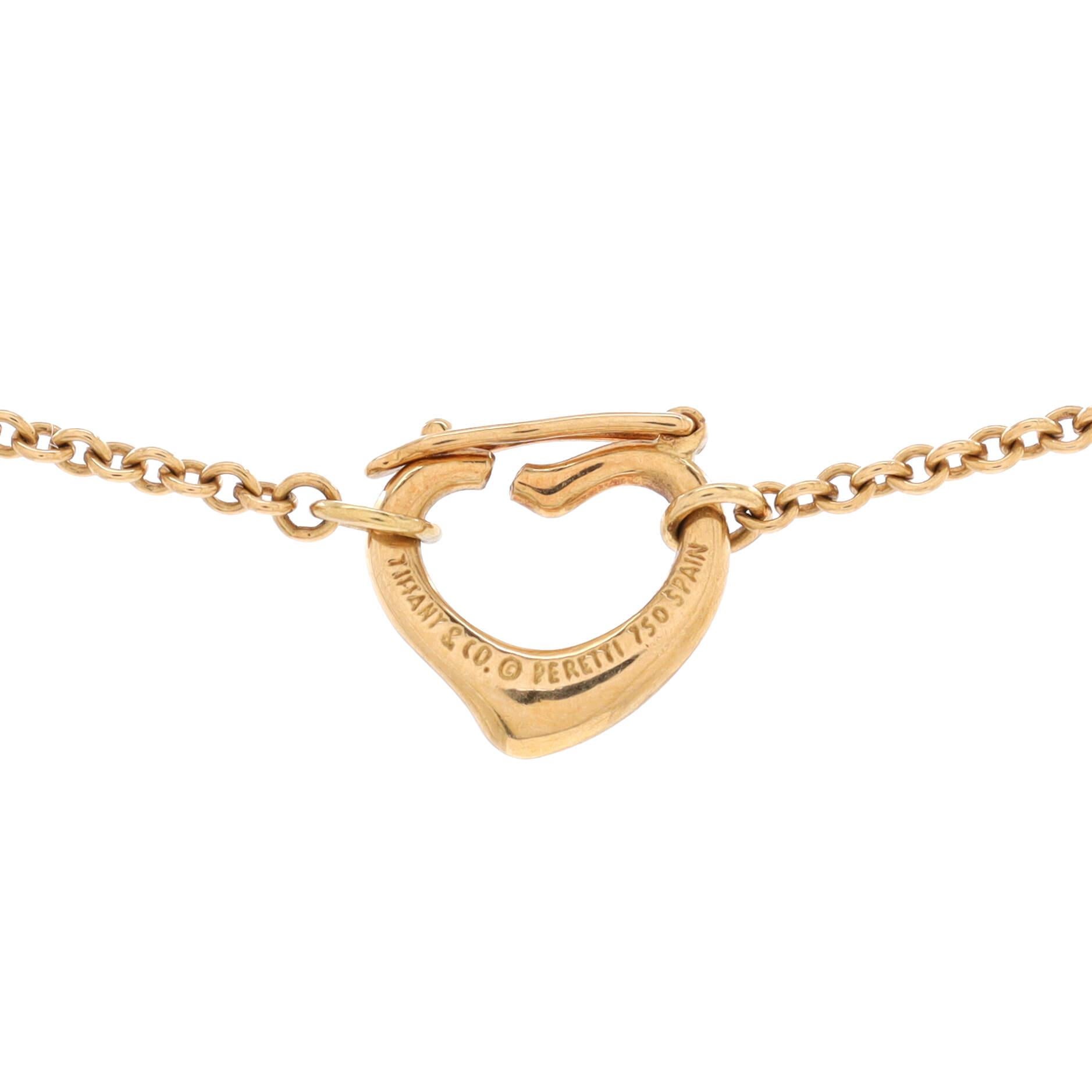 Women's Tiffany & Co. Elsa Peretti Open Heart Station Necklace 18K Yellow Gold and Pearl