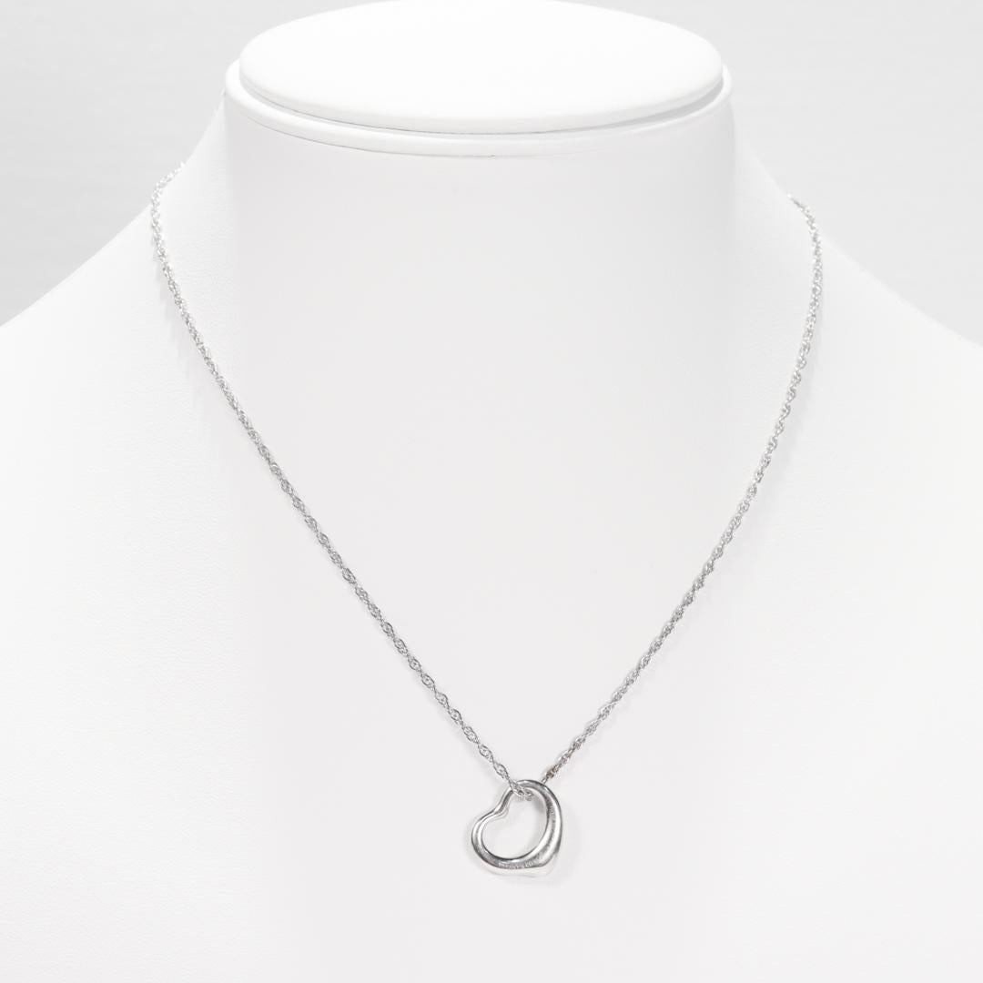 Tiffany & Co Elsa Peretti Open Heart Sterling Silver Pendant for a Necklace For Sale 3