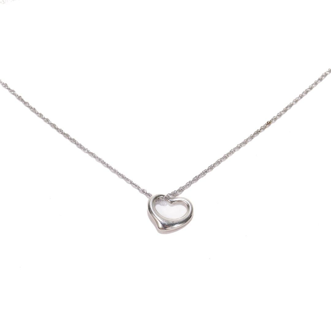 Tiffany & Co Elsa Peretti Open Heart Sterling Silver Pendant for a Necklace For Sale 4