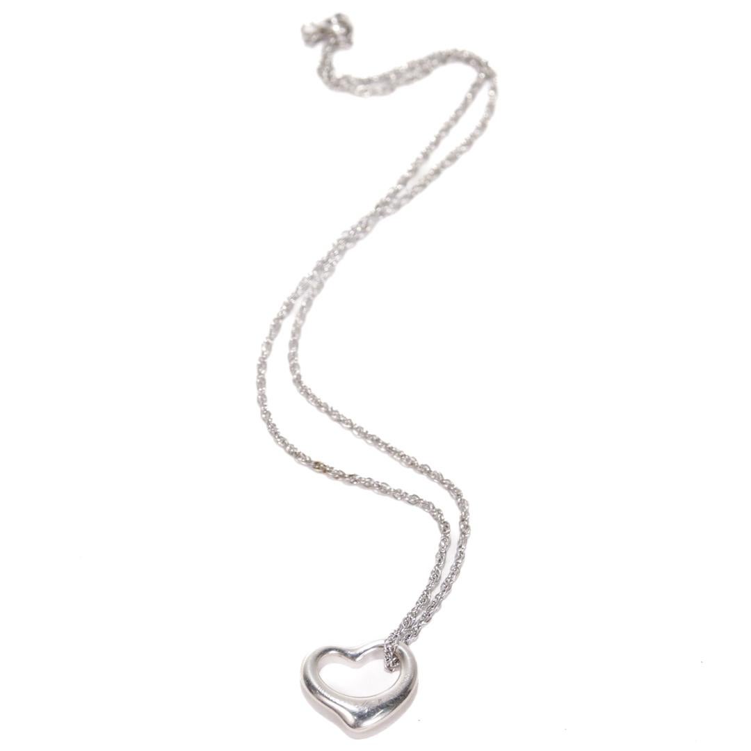 Tiffany & Co Elsa Peretti Open Heart Sterling Silver Pendant for a Necklace For Sale 5