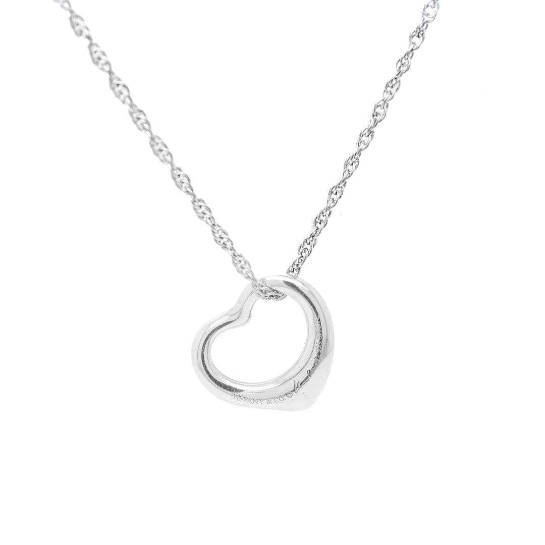 Women's Tiffany & Co Elsa Peretti Open Heart Sterling Silver Pendant for a Necklace For Sale