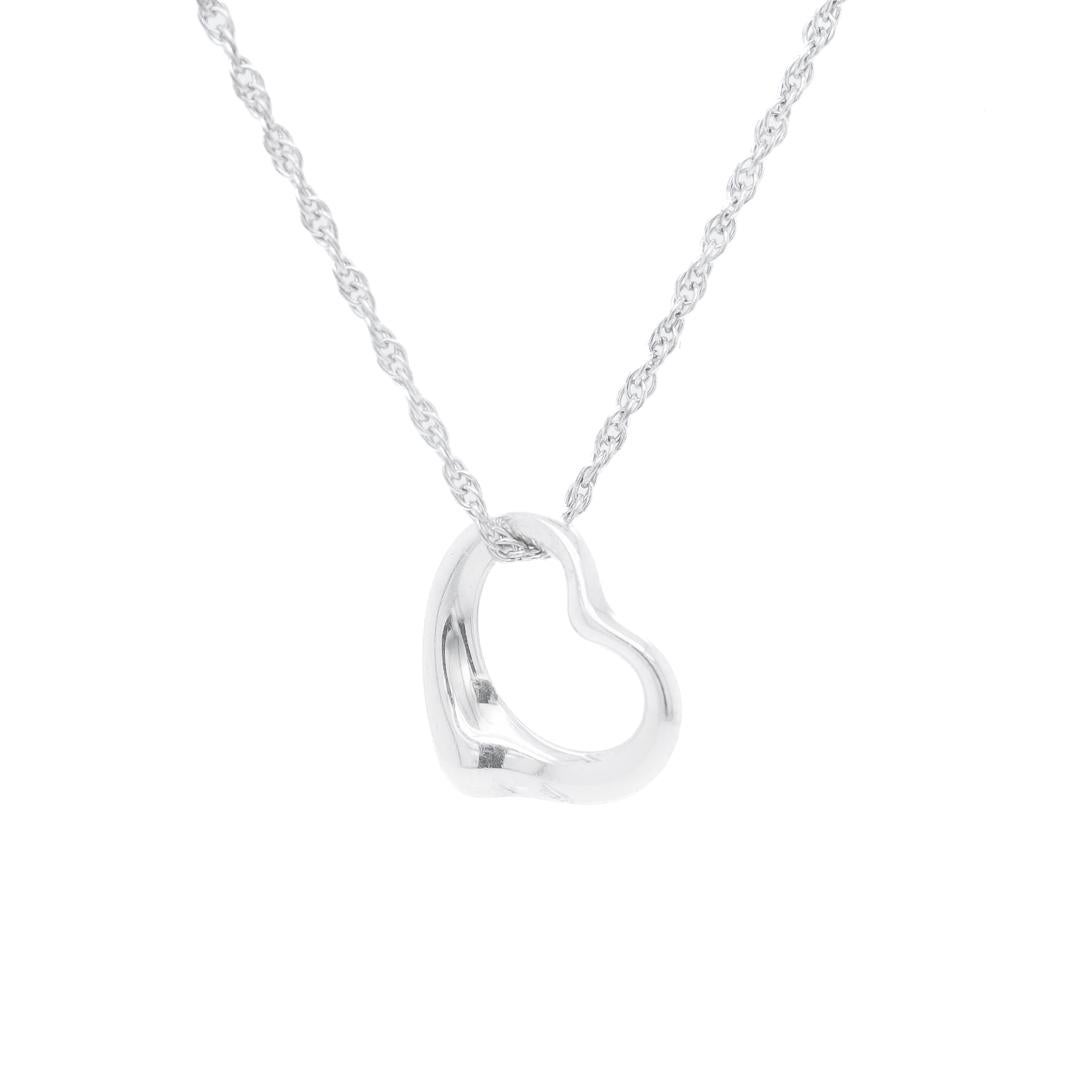 Tiffany & Co Elsa Peretti Open Heart Sterling Silver Pendant for a Necklace For Sale 1