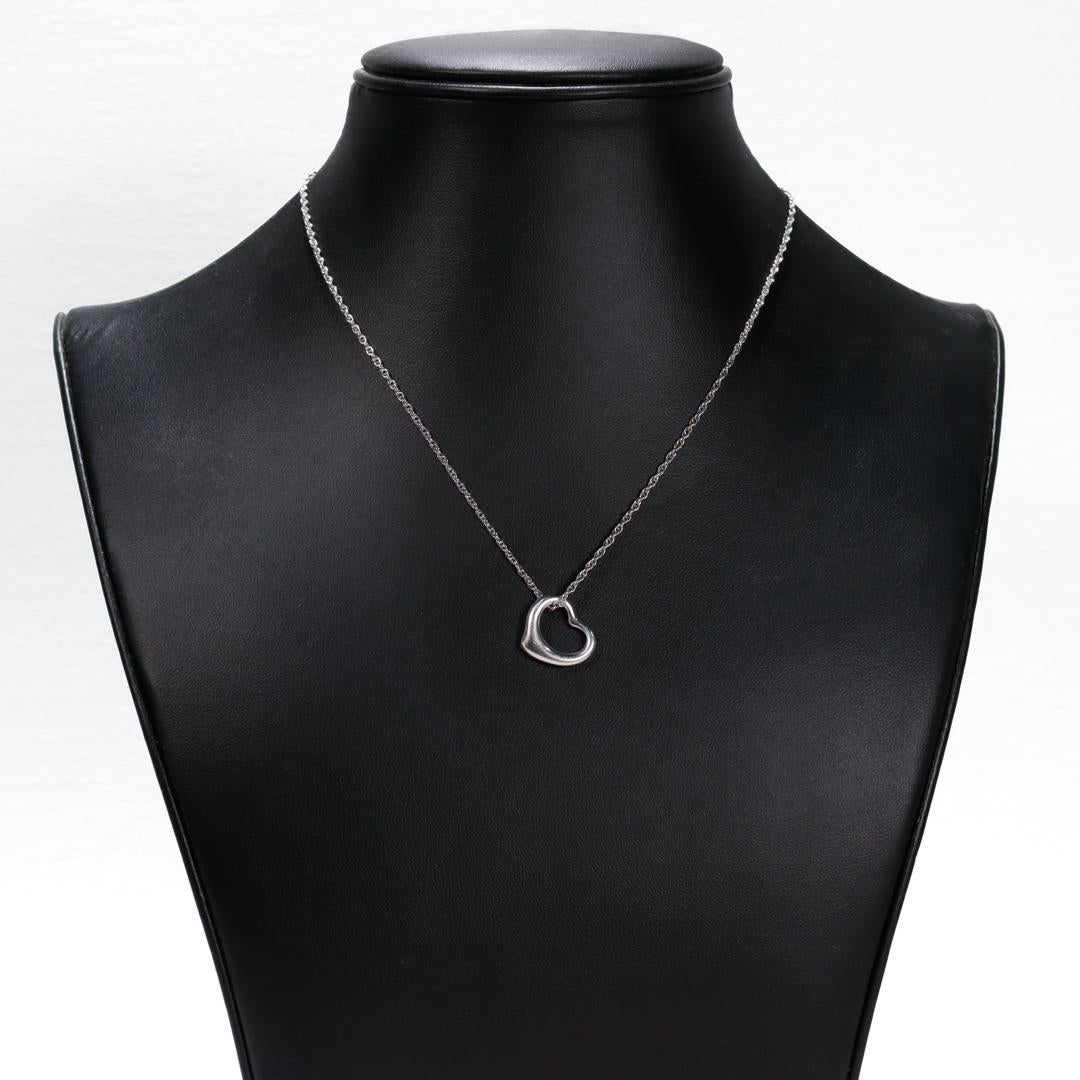Tiffany & Co Elsa Peretti Open Heart Sterling Silver Pendant for a Necklace For Sale 2