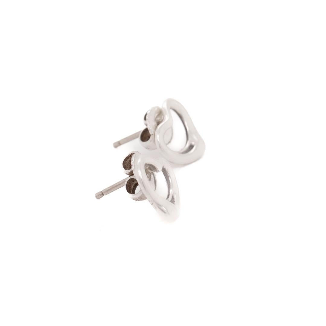 Clous d'oreilles Elsa Peretti Open Heart en argent sterling Tiffany & Co en vente 1