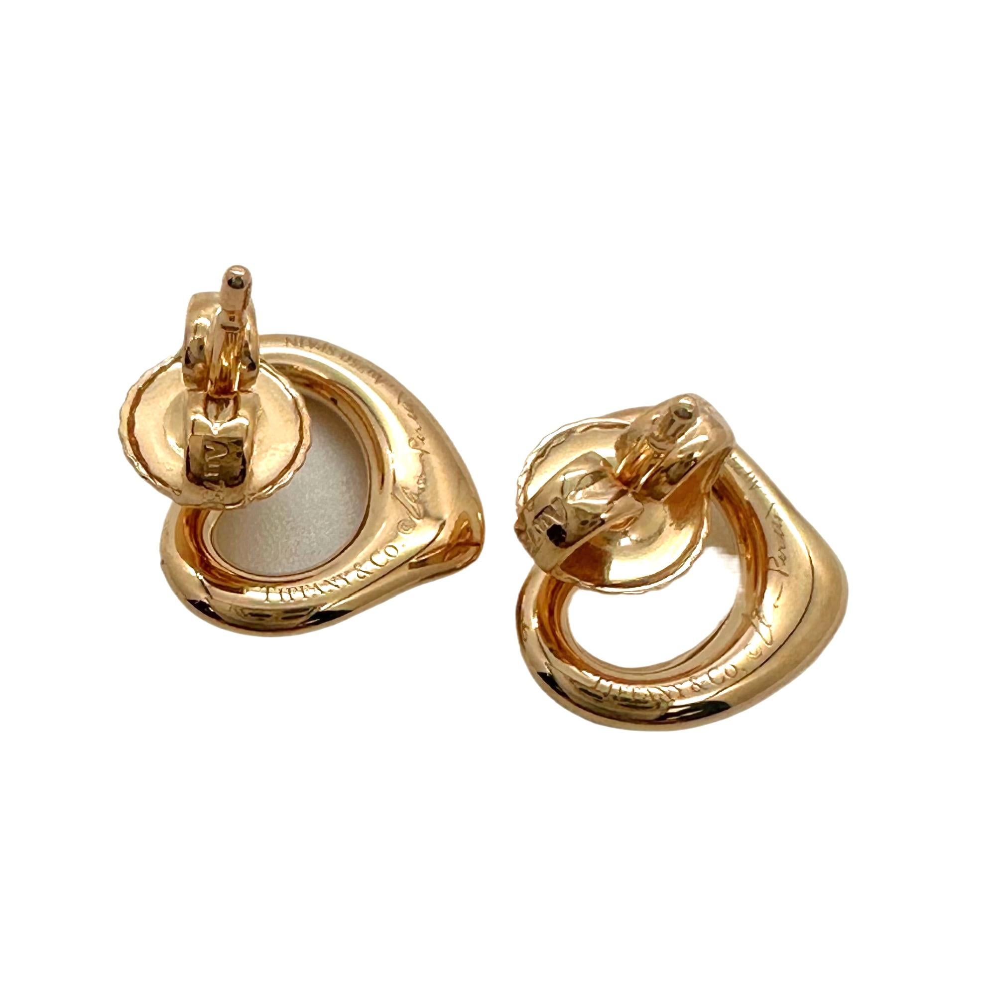 Tiffany & Co. Elsa Peretti Open Heart Stud Earrings 18k Rose Gold 11 mm In Excellent Condition In San Diego, CA