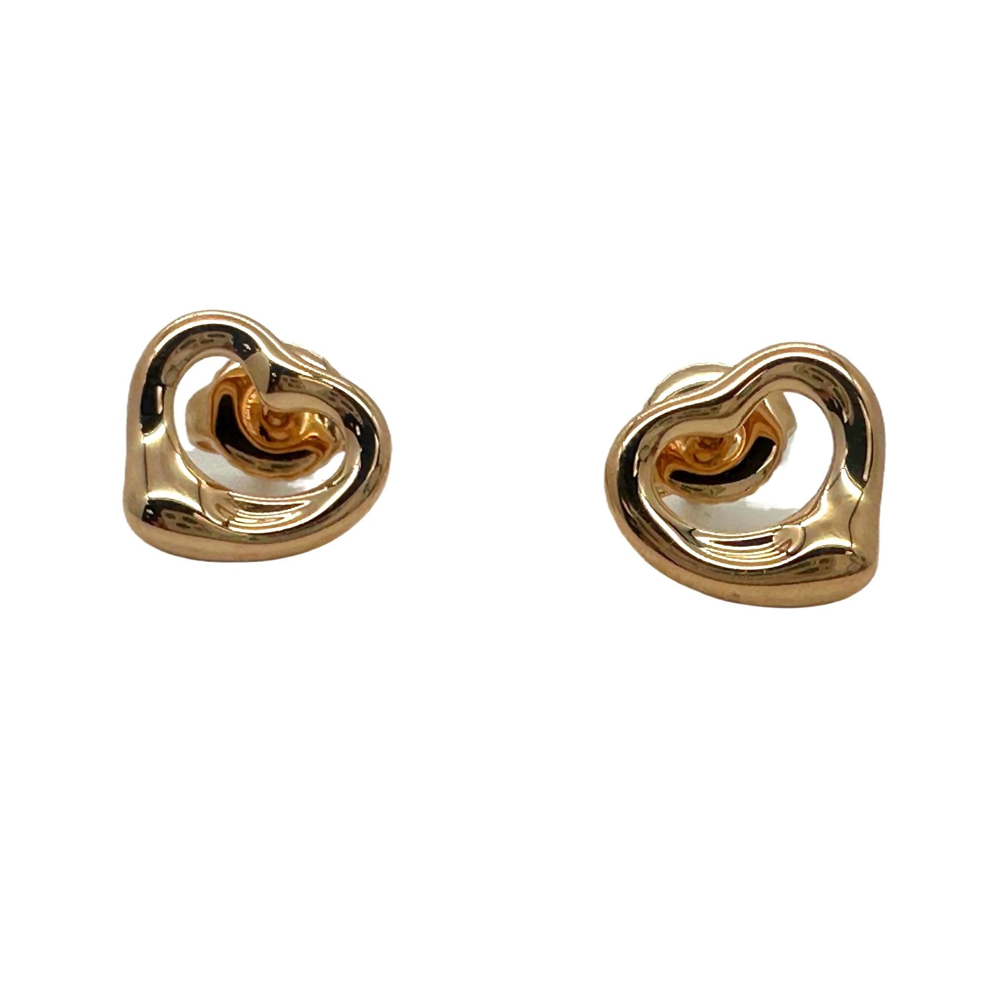 Tiffany & Co. Elsa Peretti Open Heart Stud Earrings 18k Rose Gold 11 mm 1