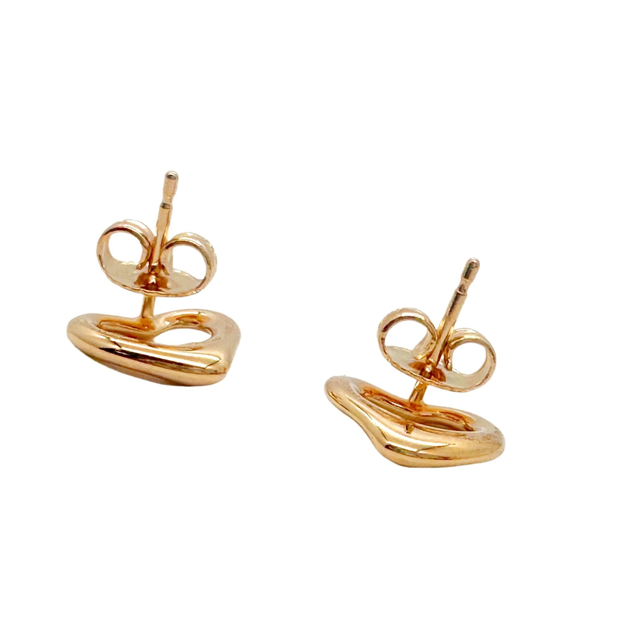 Tiffany & Co. Elsa Peretti Open Heart Stud Earrings 18k Rose Gold 11 mm 2