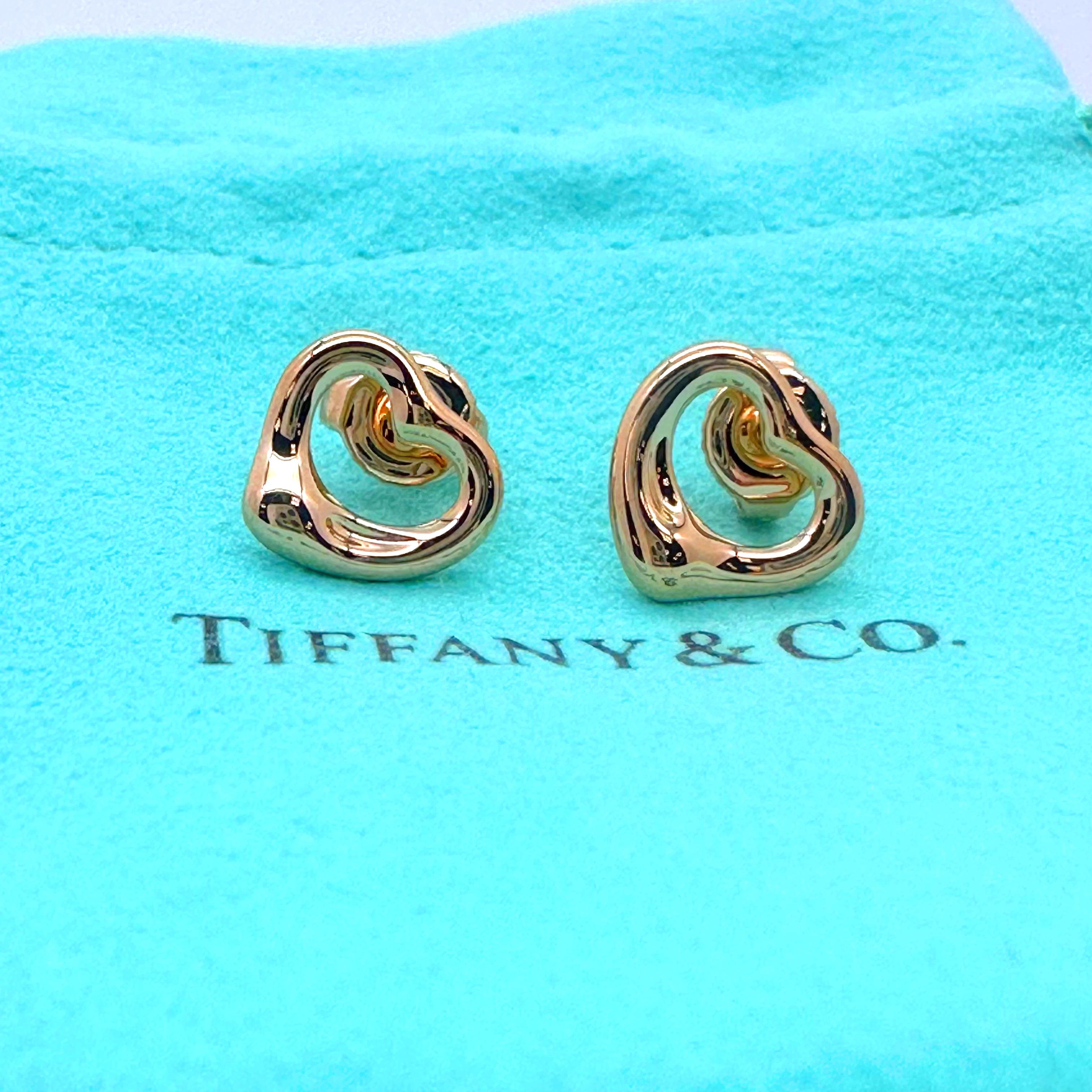 Tiffany & Co. Elsa Peretti Open Heart Stud Earrings 18k Rose Gold 11 mm 4
