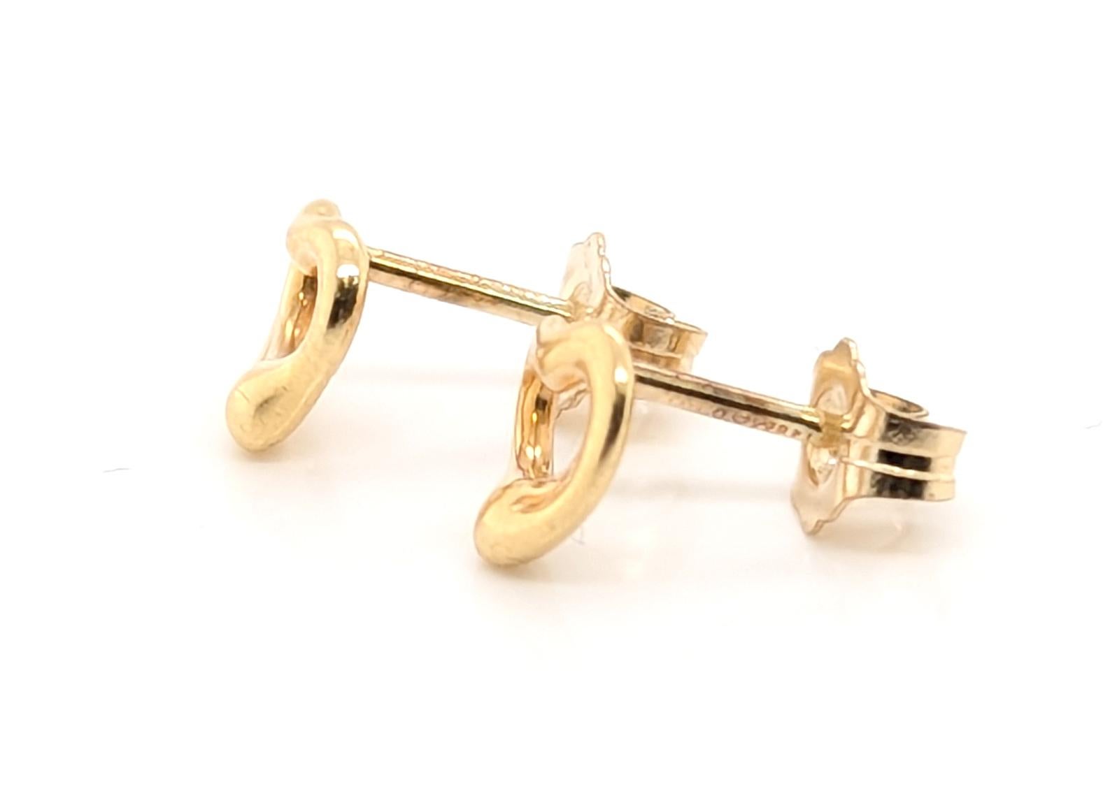 Tiffany & Co Elsa Peretti Open Heart Stud Earrings 18K Yellow Gold In Excellent Condition In Dearborn, MI