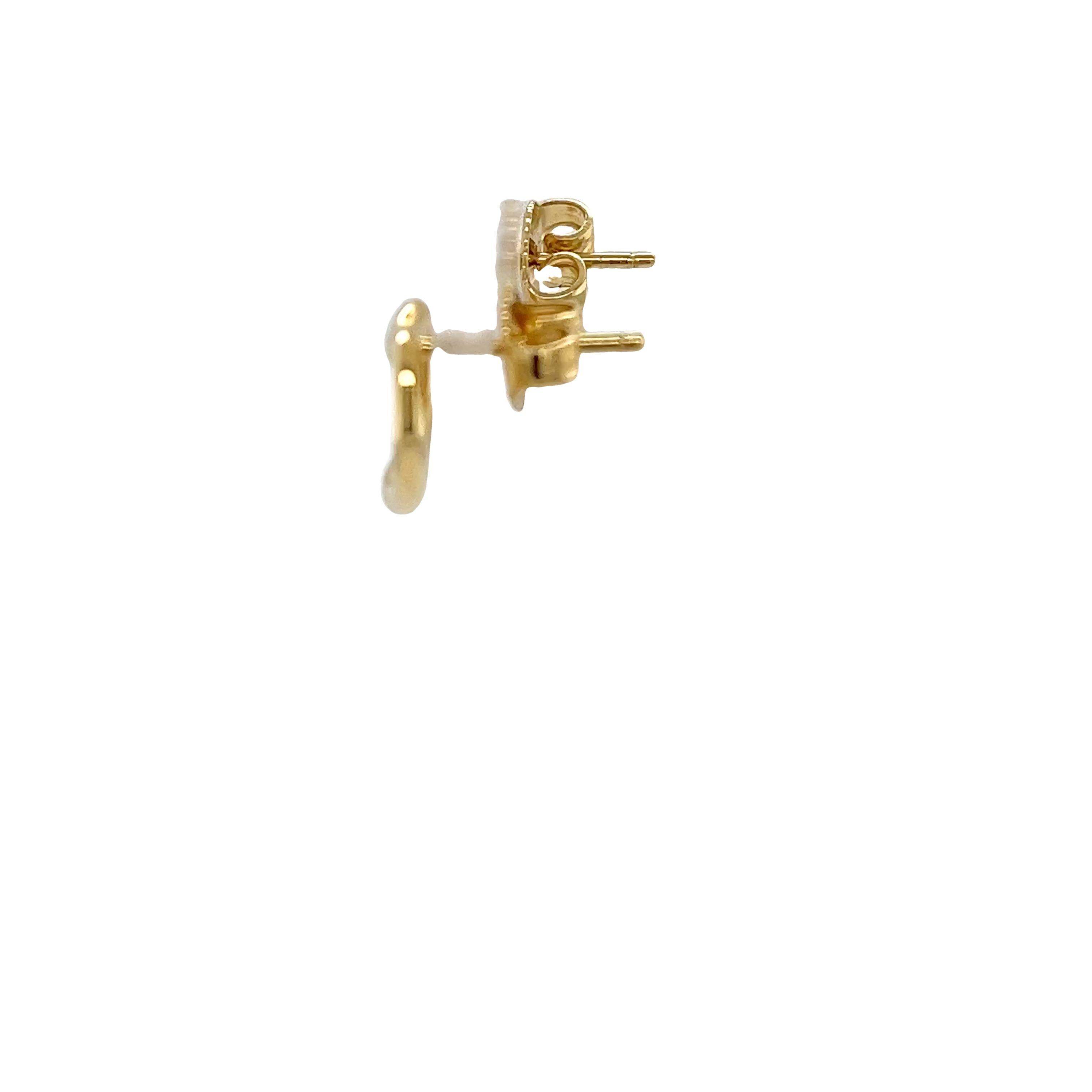 Women's or Men's Tiffany & Co. Elsa Peretti open heart stud earrings set in 18ct Yellow Gold For Sale