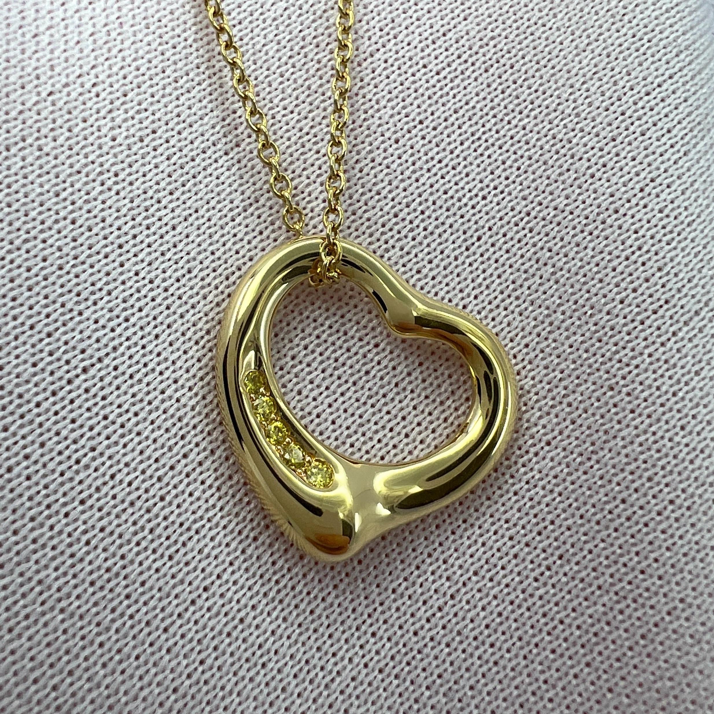 Tiffany & Co. Elsa Peretti Open Heart Yellow Diamond 18k Gold Pendant Necklace For Sale 5