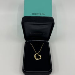 Tiffany & Co. Elsa Peretti Open Heart Yellow Diamond 18k Gold Pendant Necklace