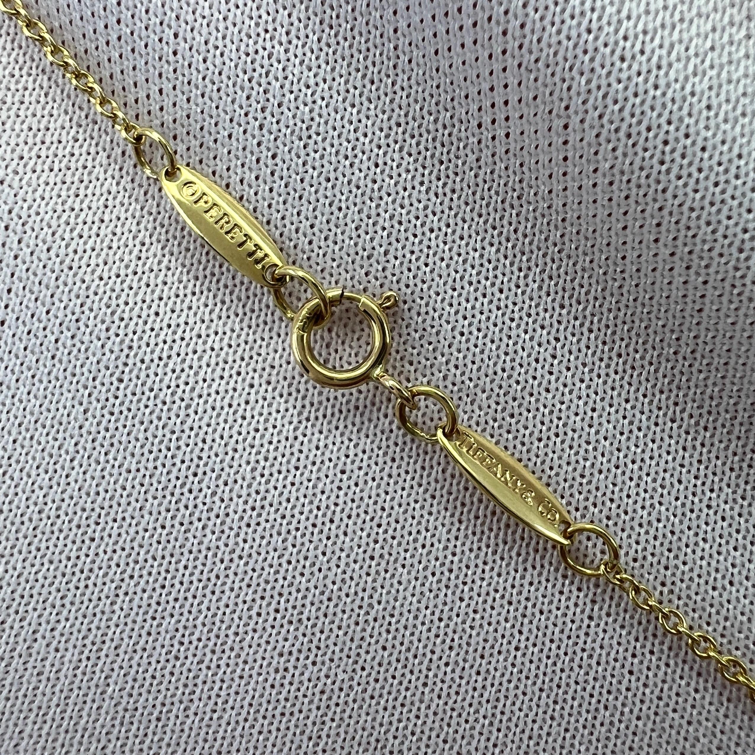 Tiffany & Co. Elsa Peretti Open Heart Yellow Diamond 18k Gold Pendant Necklace For Sale 2